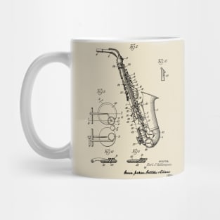 Vintage Saxophone Patent Diagram, Sax Player Gift, Saxophonist Gift, Saxophone Teacher Gift, Musical Instrument Diagram Mug